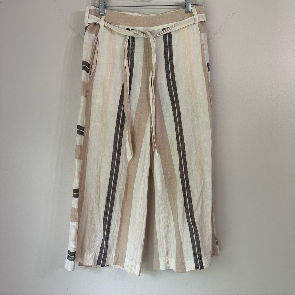 By Anthropologie Cropped Wide Leg
Linen Cotton Gauze Pant Neutral Stripe Size XS - Picture 5 of 13
